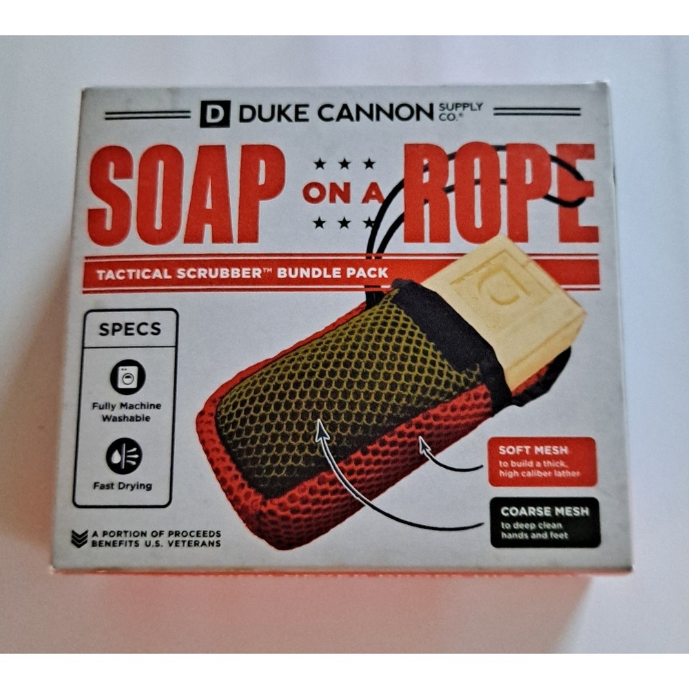 Duke Cannon Soap On a Rope Tactical Scrubber Pouch + Oak Barrel Bourbon Soap